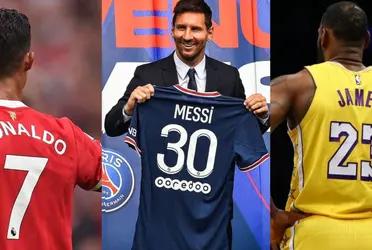 Three of the greatest sports personalities throughout history. Two, they play soccer, the other, an emblem of the NBA. Who sells the most t-shirts?