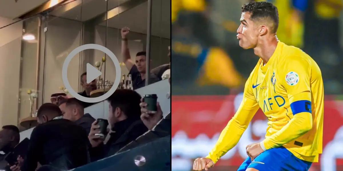 (VIDEO) Ronaldo's reaction when he saw that his name was sung in the 7th minute