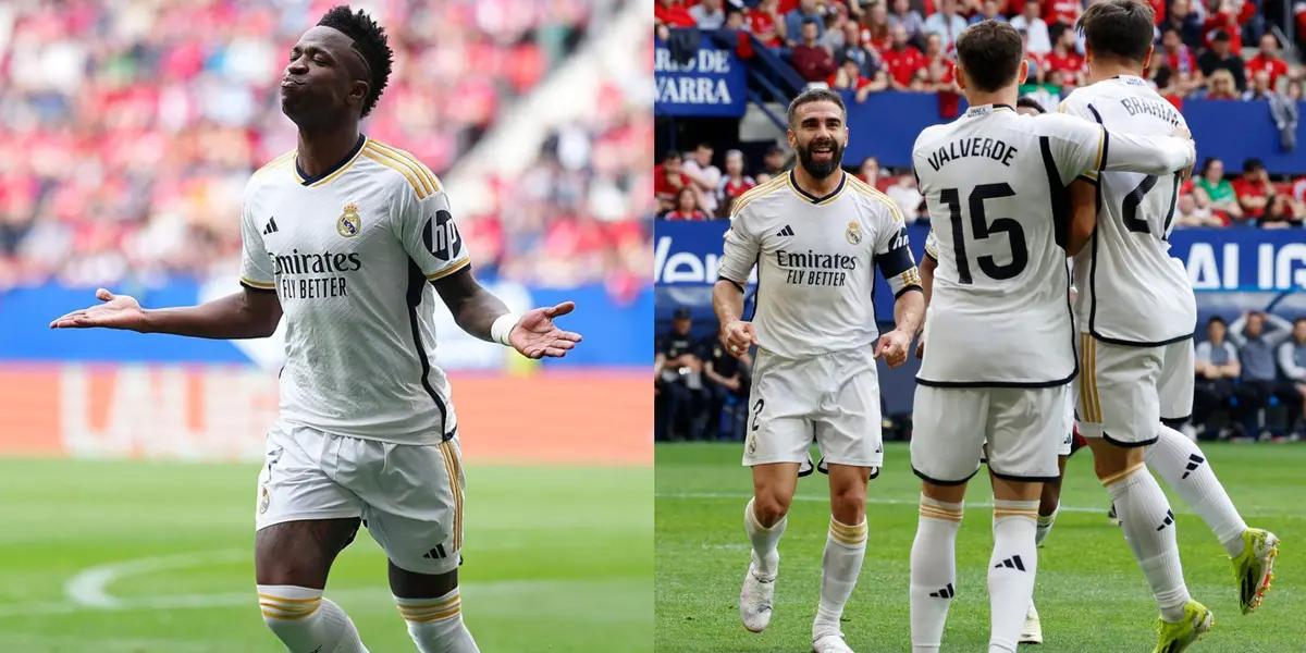 Vinicius Jr scored a brace in Real Madrid's 4-2 win against Osasuna in La Liga.