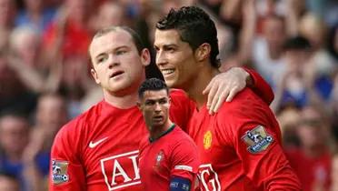 Wayne Rooney and Cristiano Ronaldo celebrate together at Manchester United and Ronaldo looks serious with a Portugal jersey. (Source: Sky Sports)