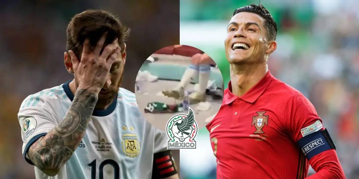 While Lionel Messi stepped on the Mexico jersey what Cristiano did with one of the Mexican jerseys