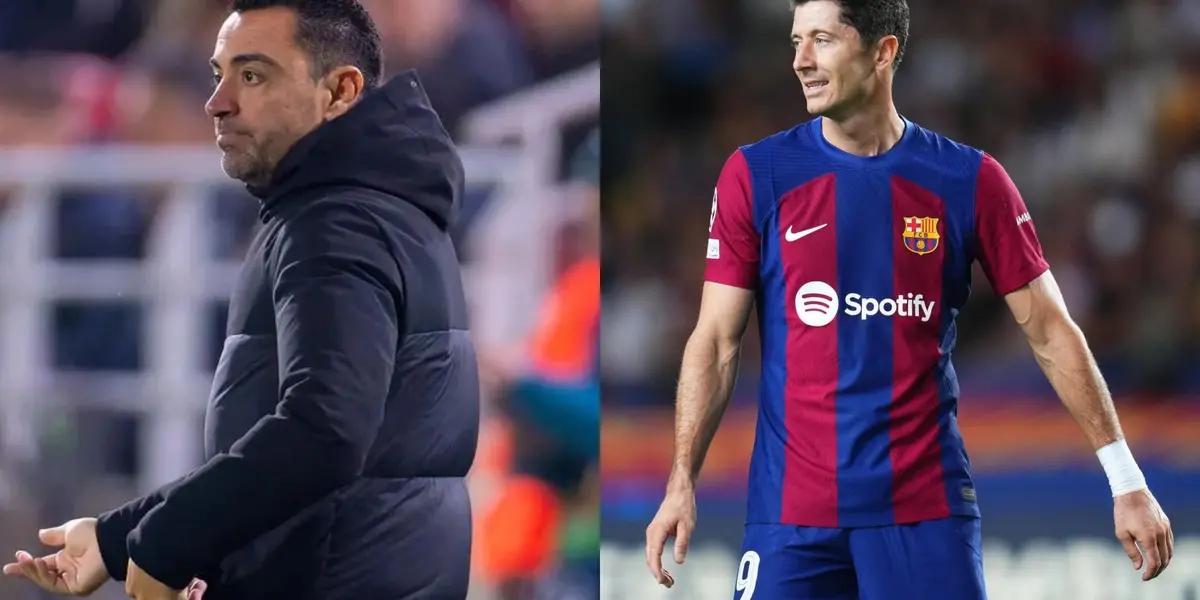 Xavi Hernandez's low blow to Robert Lewandowski after the match against Almeria