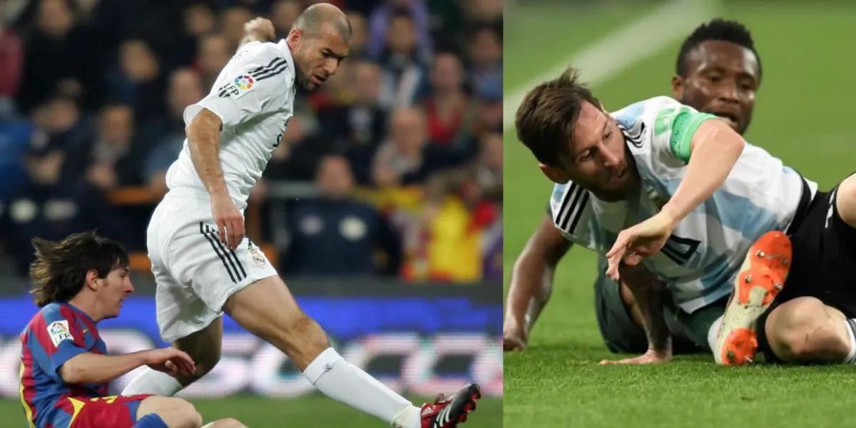 Zinedine Zidane interviewed Messi today, but look at when Lionel had to foul Zizou.