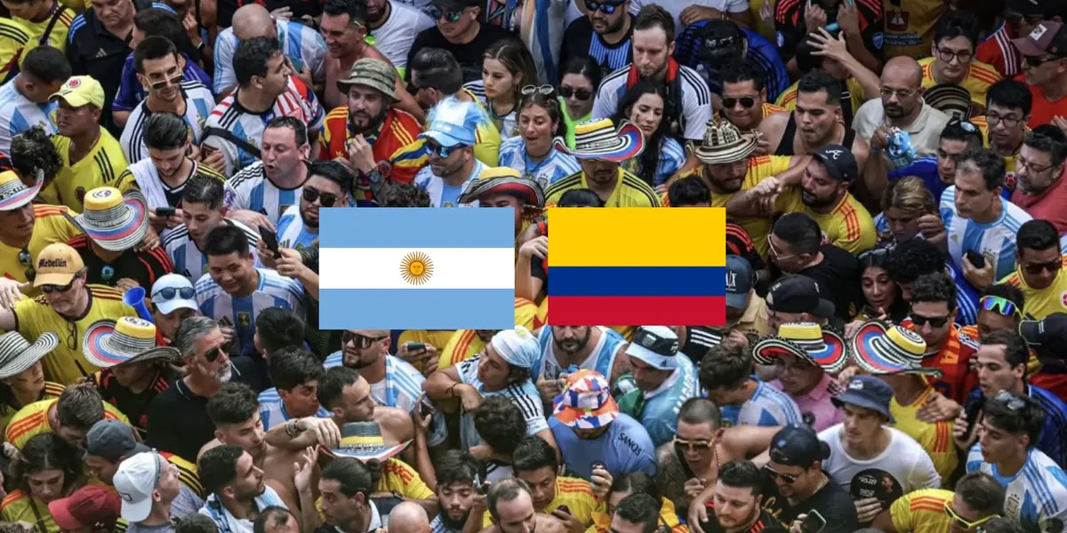 Colombian and Argentina fans are trying to enter the Hard Rock Stadium. (Source: Optus Sports)