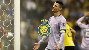 Cristiano Ronaldo annoyed in a match with Al Nassr in Saudi Arabia.