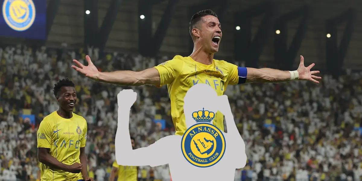 Cristiano Ronaldo shouts with joy while wearing the Al Nassr jersey and a mystery player had the Al Nassr badge.