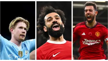 Kevin de Bruyne, Mohamed Salah and Bruno Fernandes