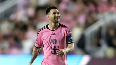 Lionel Messi smiles while he is playing for Inter Miami.